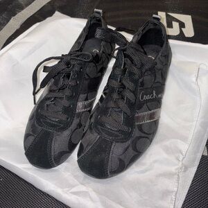 TAKING OFFERS Coach Black Patterned Lace-Up Shoes